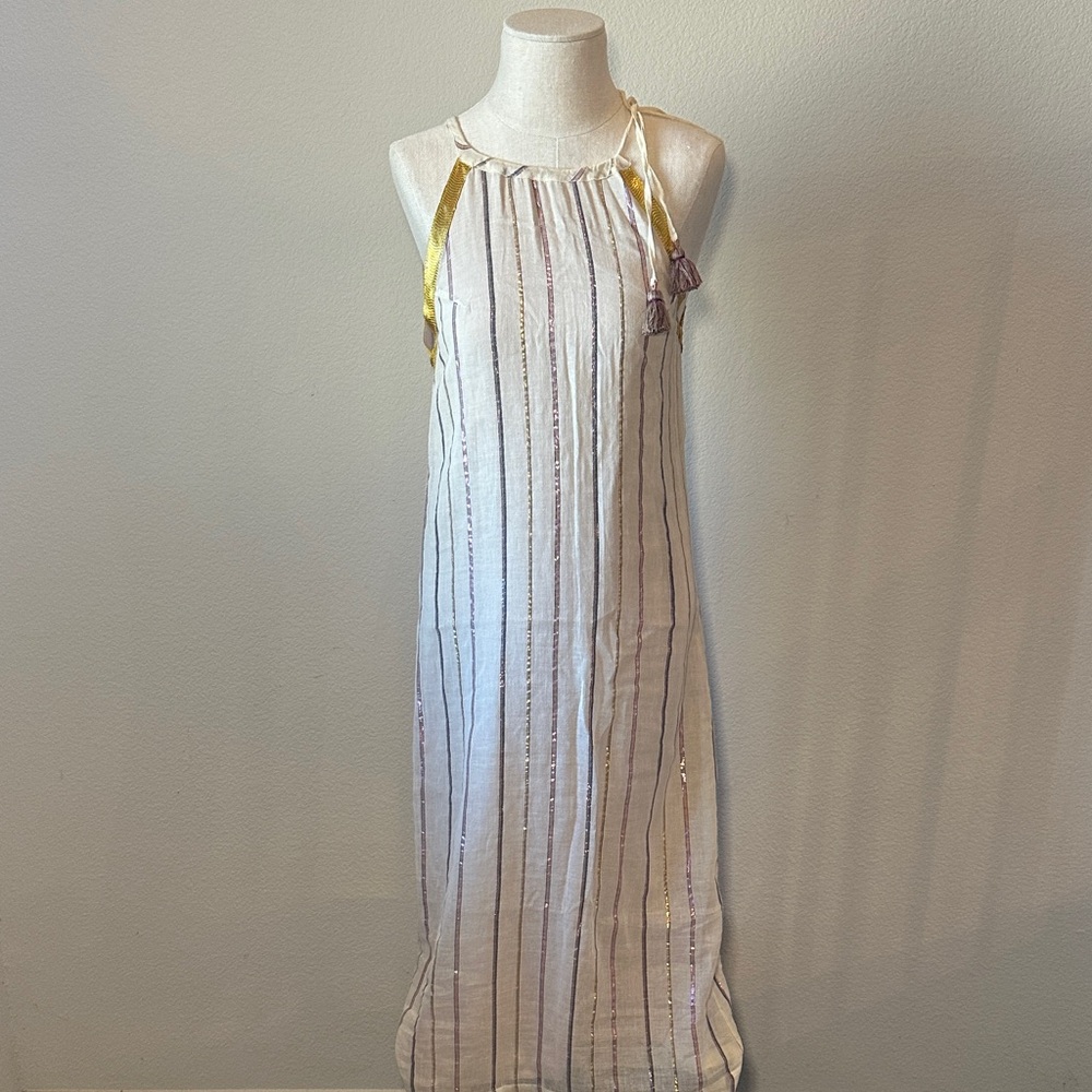 Monoplaza Striped Sleeveless Maxi Dress with Tassels - XS